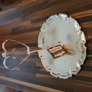 Vintage Queen Anne Silver Plated Cake Stand with Gold Stem